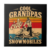 Coole Grandpas Reiten Schneemobile Snowmobile Snow Fliese (Vorderseite)