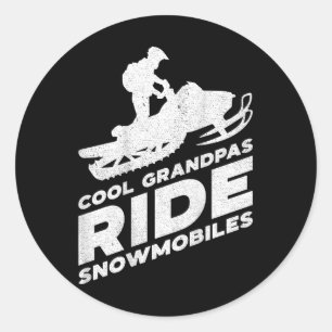 Coole Grandpas-Schneemobile - Motorschlitten ( auf Runder Aufkleber