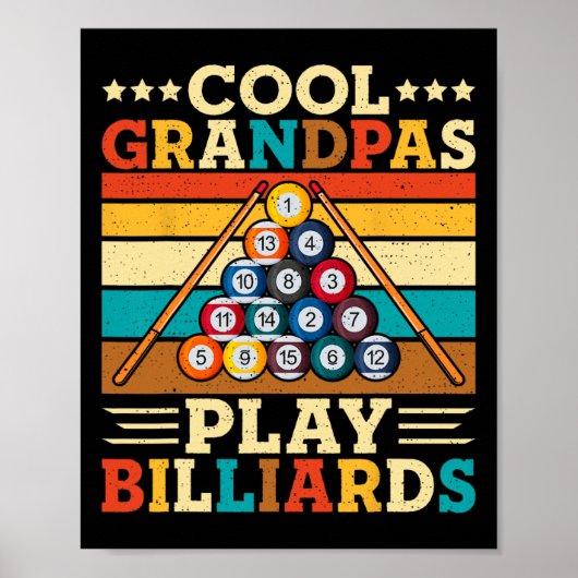 Coole Grandpas spielen Billiard Retro Snooker Pool Poster (Vorne)