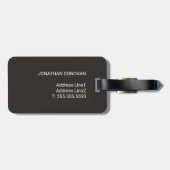 Coole graue Imitat Metal Strip Monogramm Gepäckanhänger (Rückseite horizontal)