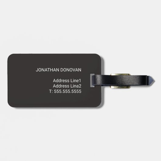 Coole graue Imitat Metal Strip Monogramm Gepäckanhänger (Rückseite horizontal)