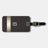 Coole graue Imitat Metal Strip Monogramm Gepäckanhänger (Vorderseite horizontal)