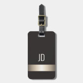 Coole graue Imitat Metal Strip Monogramm Gepäckanhänger (Vorderseite vertikal)