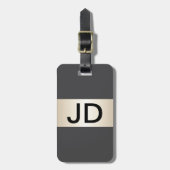 Coole graue Imitat Metallstreifen fett Monogramm Gepäckanhänger (Vorderseite vertikal)