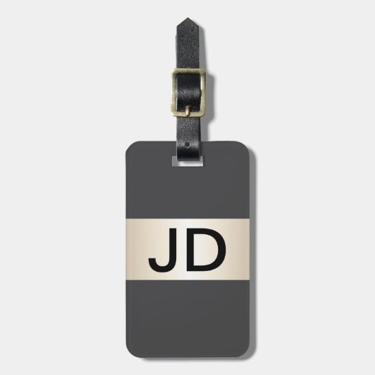 Coole graue Imitat Metallstreifen fett Monogramm Gepäckanhänger (Vorderseite vertikal)