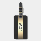 Coole graue Imitat Metallstreifen fett Monogramm Gepäckanhänger (Vorderseite vertikal)