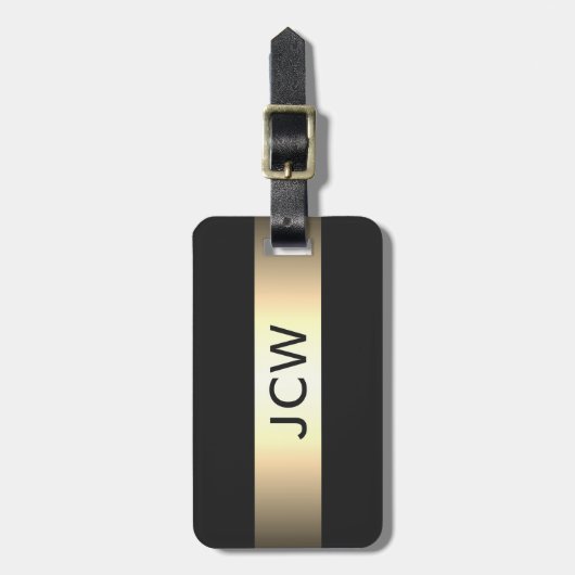 Coole graue Imitat Metallstreifen fett Monogramm Gepäckanhänger (Vorderseite vertikal)