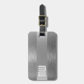 Coole graue Imitat Metallstreifen fett Monogramm Gepäckanhänger (Vorderseite vertikal)