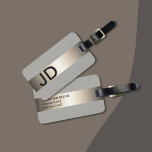 Coole graue Imitat Metallstreifen fett Monogramm Gepäckanhänger<br><div class="desc">Elegante,  anpassbare graue Gepäckanhänger mit IMITATEN Metallstreifen und Ihrem feinen Monogramm.</div>