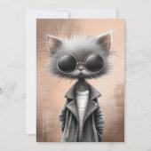 Coole graue Katze Geburtstagsfeier Einladung (Vorderseite)