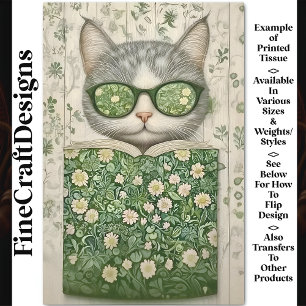 Coole graue Katze im Speccet & Floral Book BT3 Dec Seidenpapier