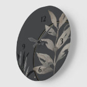 Coole  Graue künstlerische Aquarellfarben-Blätter Große Wanduhr (Winkel)