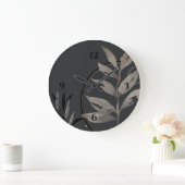 Coole  Graue künstlerische Aquarellfarben-Blätter Große Wanduhr (Zuhause)