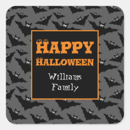 Coole graue schwarze Fledermäuse Happy Halloween Quadratischer Aufkleber