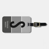 Coole graue Streifen Schwarz Fettmonogramm Gepäckanhänger (Vorderseite horizontal)