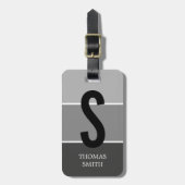 Coole graue Streifen Schwarz Fettmonogramm Gepäckanhänger (Vorderseite vertikal)