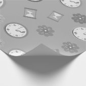 Coole graue Uhren und Blume Geburtstag Geschenkpapier (Ecke)