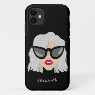 Coole Grauhaarfrau mit Brille-Individuelle Name Case-Mate iPhone Hülle