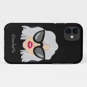 Coole Grauhaarfrau mit Brille-Individuelle Name Case-Mate iPhone Hülle (Rückseite (Horizontal))