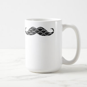 Coole Graustufen-Schnurrbart-Muster Kaffeetasse