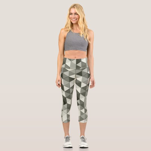 Coole Graustufendreiecke Capri Leggings (Vorderseite)