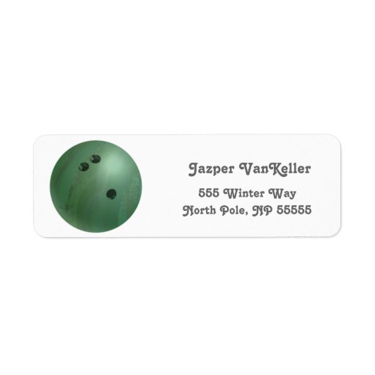 Coole Green Bowling Ball Rücksendeadressen-Aufkleb (Vorne)