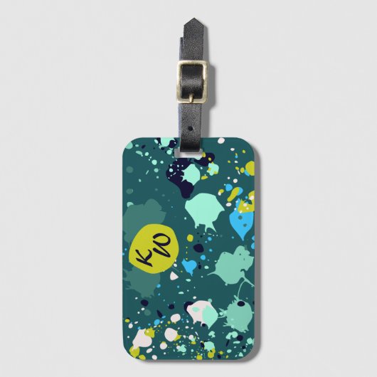 Coole Green Paint Spritzer Initialen Kartenspielen Gepäckanhänger (Vorderseite Vertikal)