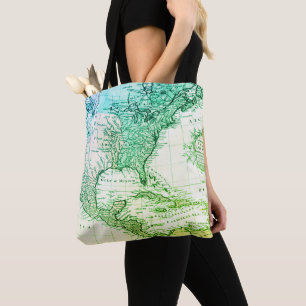 Coole Green Vintag Map Nordamerika Reisende Tasche