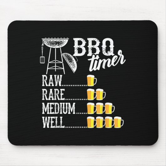 Coole Grillen Timer Raw Rare Medium Well Funny Bee Mousepad (Vorne)