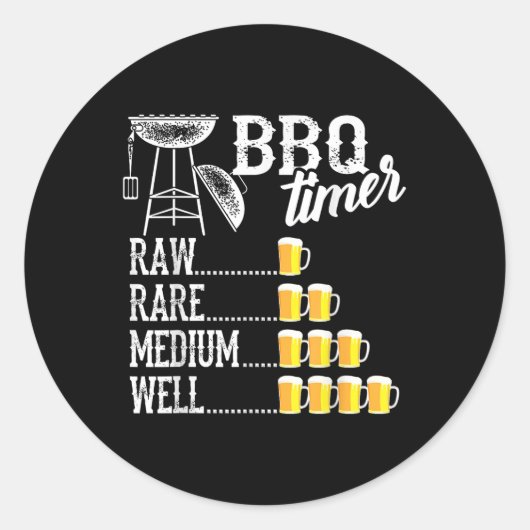 Coole Grillen Timer Raw Rare Medium Well Funny Bee Runder Aufkleber (Vorderseite)