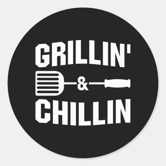 Coole Grillin Chillin Wortart Runder Aufkleber (Vorderseite)