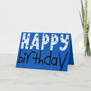 Coole große Typografie Happy Birthday Star Blue Karte