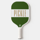 Coole, grün-weiße Streifen PICKLE-Text Pickleball Schläger (Rückseite)