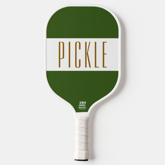 Coole, grün-weiße Streifen PICKLE-Text Pickleball Schläger (Rückseite)