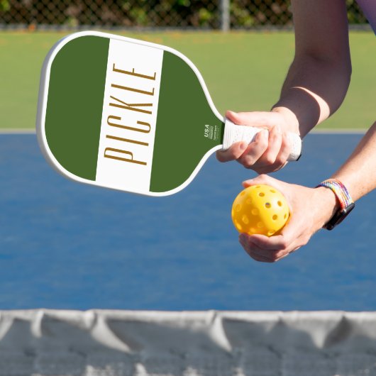 Coole, grün-weiße Streifen PICKLE-Text Pickleball Schläger (InSitu)