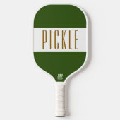 Coole, grün-weiße Streifen PICKLE-Text Pickleball Schläger (Vorderseite)