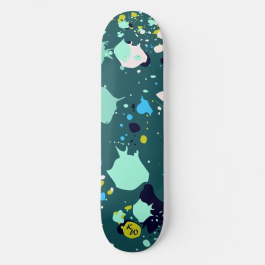 Coole grüne farbige Farbinitialen für farbige Spri Skateboard (Vorderseite)