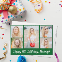 Coole grüne Happy Birthday Fotocollage individuell