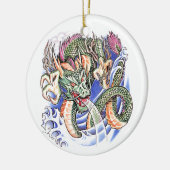 Coole grüne orientalische Drachetätowierung Keramikornament (Links)