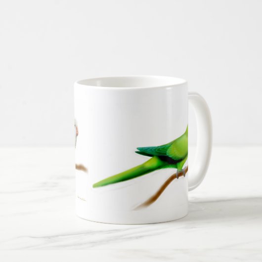Coole grüne Quäker-Papageien-Tasse Kaffeetasse (VorderseiteRechts)