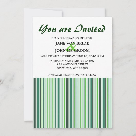 Coole grüne Streifen Einladung (Vorderseite)