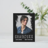 Coole Grunge Black 1 Foto Graduate Ankündigung Postkarte (Stehend Vorderseite)