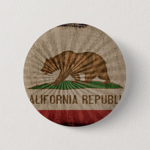Coole Grunge-Kalifornien-Flagge Button