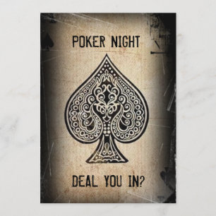 Coole Grunge Retro-Poker-As der Pik-Party-Einladun Einladung