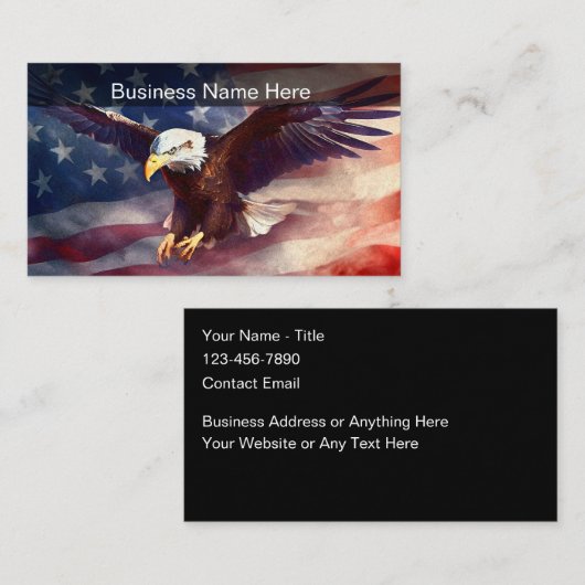 Coole Grunge Style Eagle Patriotic Business Cards Visitenkarte (Vorne/Hinten)