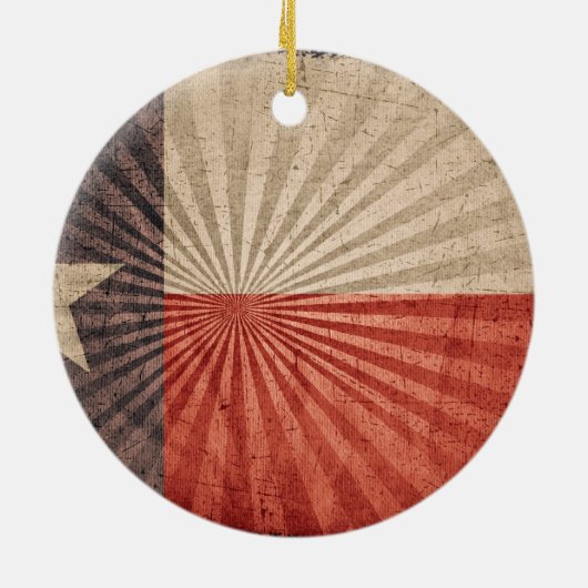 Coole Grunge Texas Flag Keramikornament (Hinten)