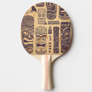 Coole Grunge Vintage Tiki Set Tischtennis Schläger