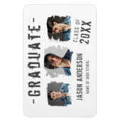 Coole Grunge White 3 Foto Graduate Ankündigung Magnet (Vertikal)