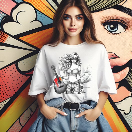 Coole Guitarist Girl's Art T-Shirt