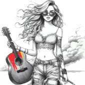Coole Guitarist Girl's Art T-Shirt